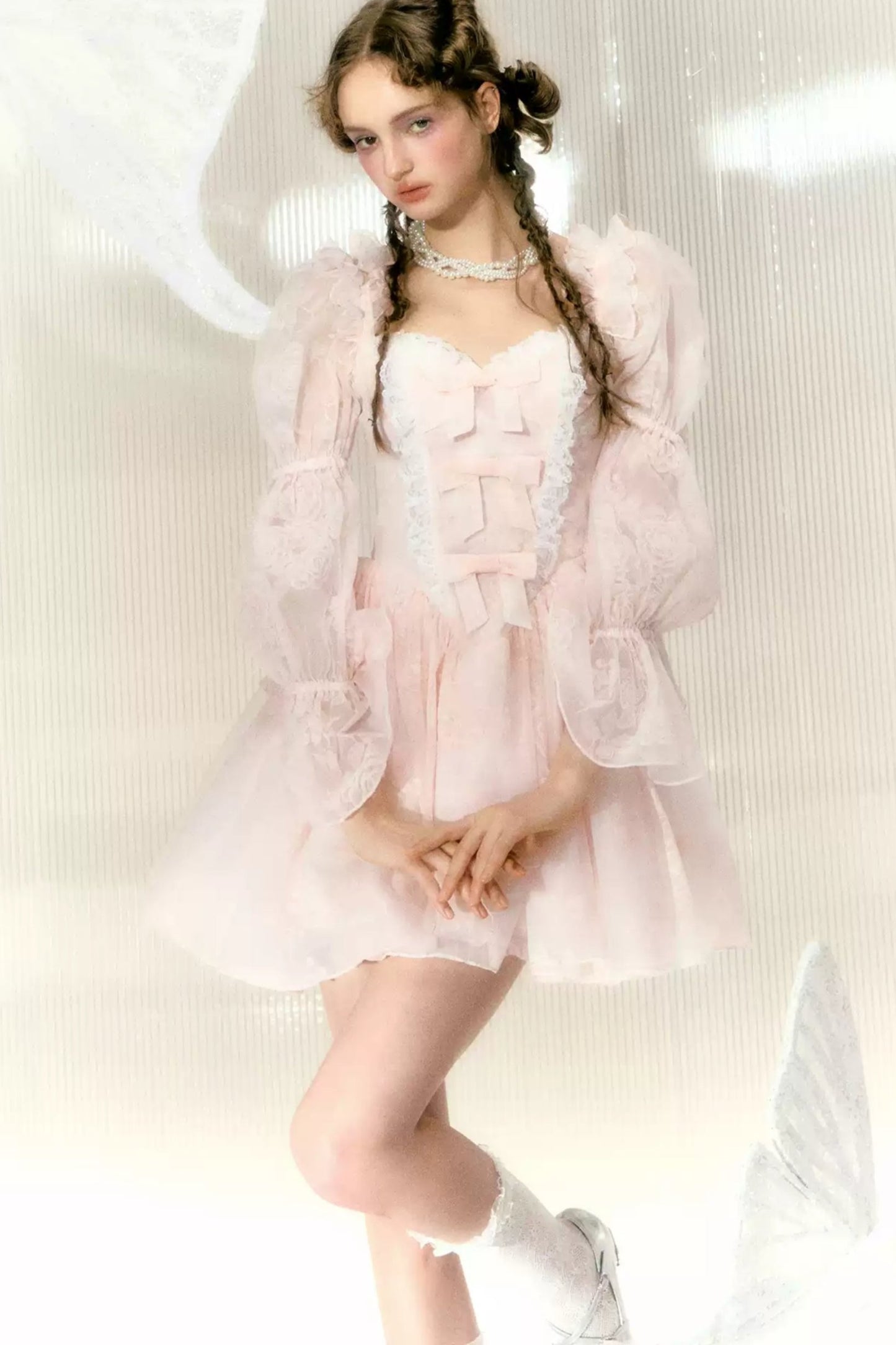 Rose Bow Long Sleeve Fairy Dress