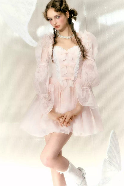 Rose Bow Long Sleeve Fairy Dress