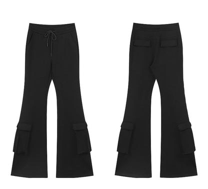 Black Bell-Bottom Knit Pants