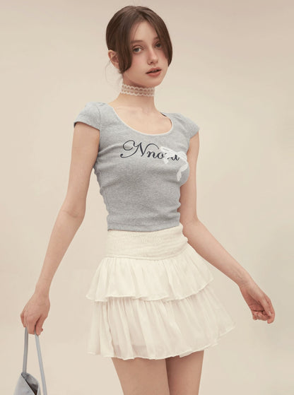 U-Neck Bow High Waist T-Shirt