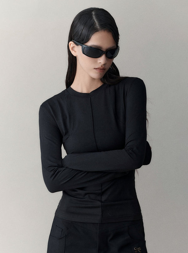 Brushed Shoulders Long Sleeve Top