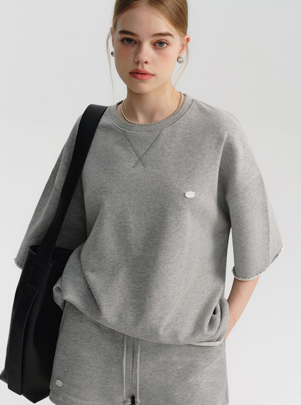 Grey Cotton Short Sleeve Set-Up