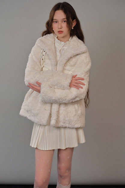 [9.19 20 o'clock new] cotton lamb bow lamb wool coat women's 2024 new winter thickened