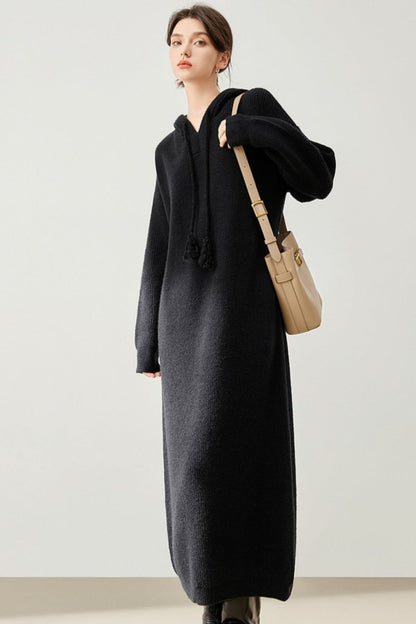 Knitted Hooded Lazy Style Sweater Dress