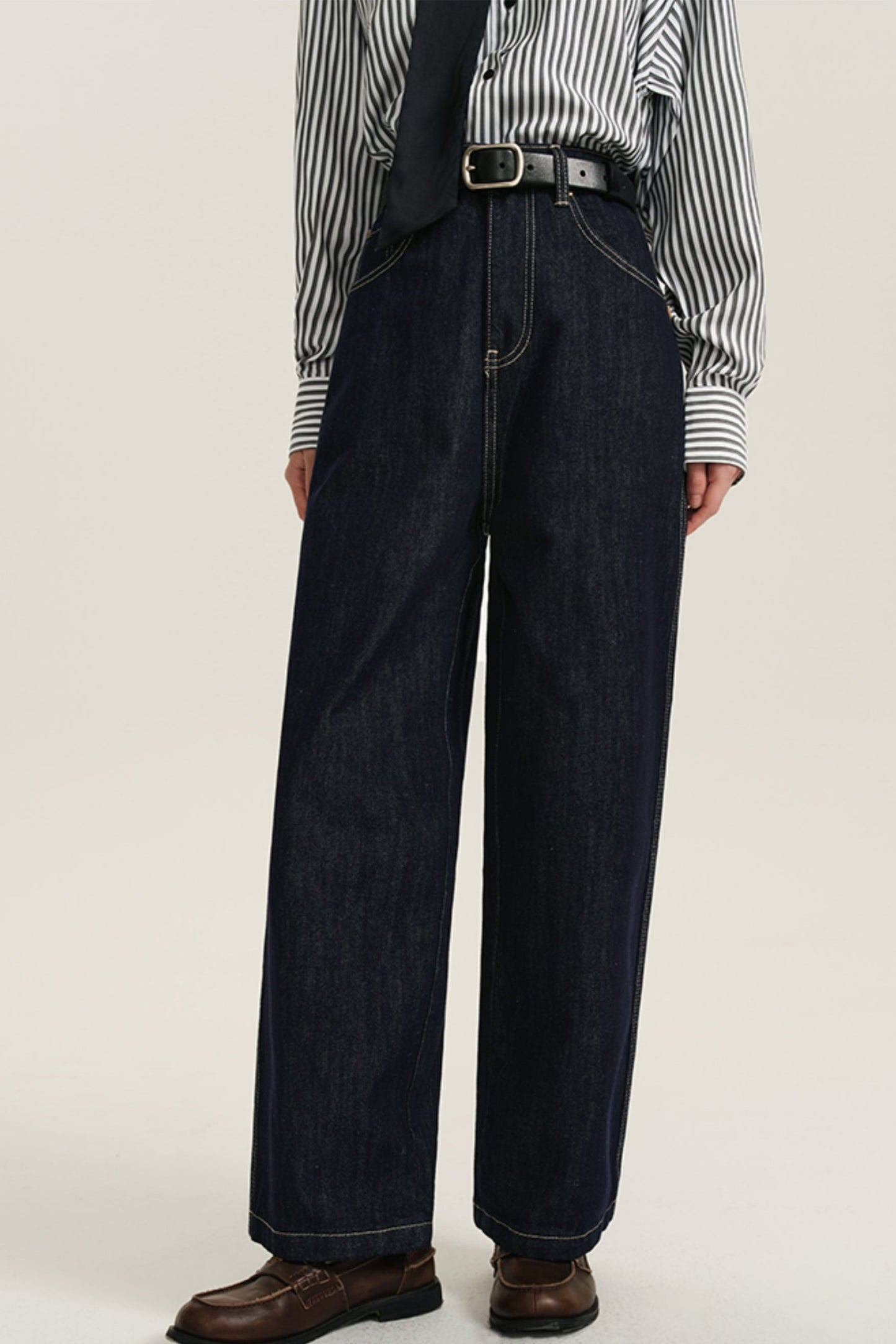 DESIGNER PLUS DUNKELBLAUE JEANS IN VINTAGE-WASCHUNG SLOUCHY LOOSE CASUAL HIGHRISE DRAPED TURNIP TROUSERS