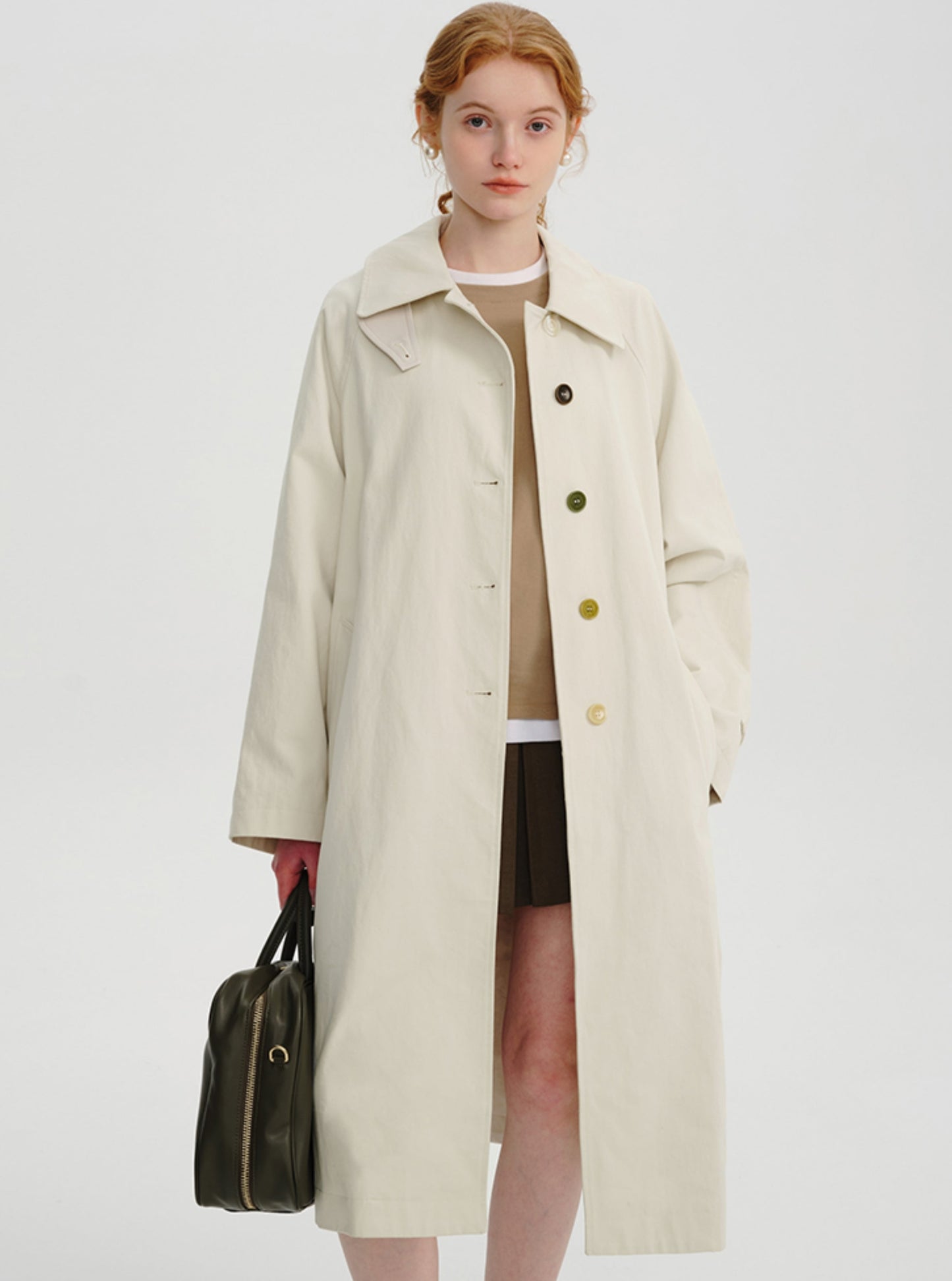 Mid-length trench thin temperament coat