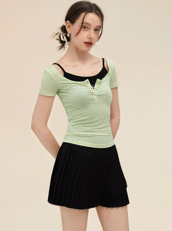 Vintage Polka Dot Slim Camisole Top Set