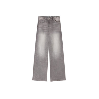 Vintage Lace-Waist Wide-Leg Jeans