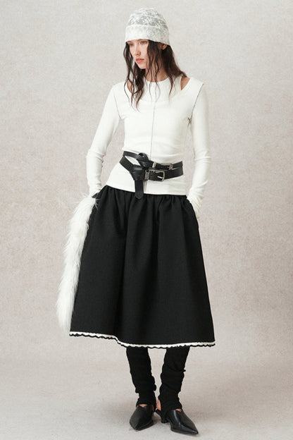 Kontrastierende Häkel-A-Linien-Puff-Rock 