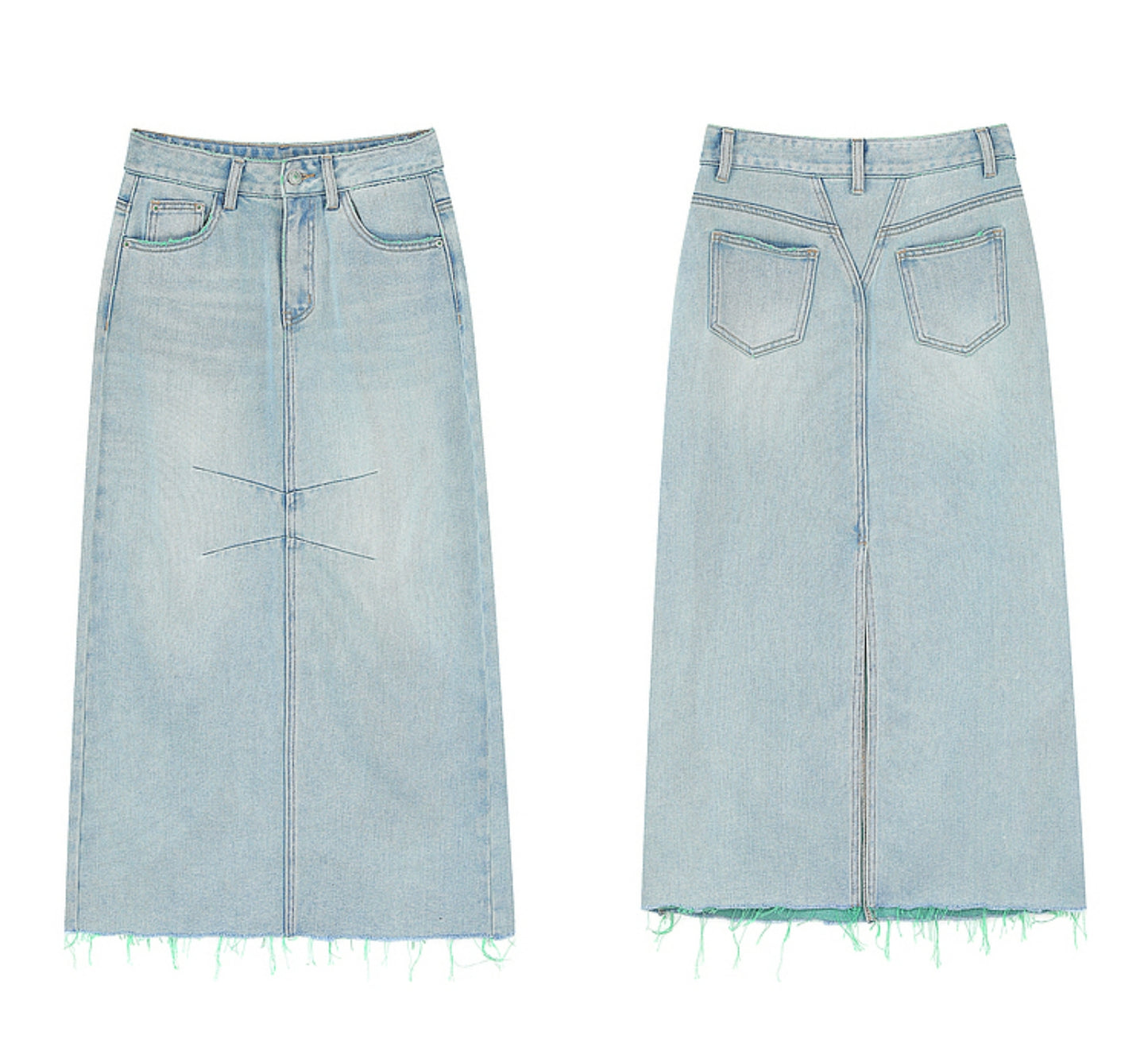 Raw Hem Crotch Covering Denim Skirt