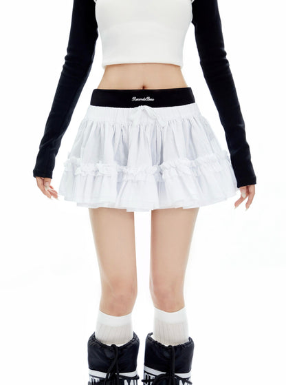 White A-Line Cake Skirt and Leggings Two-Piece Set
