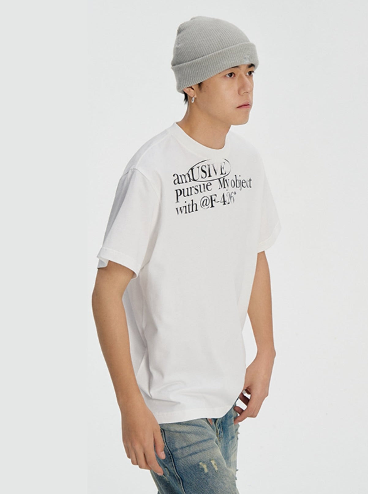 Hip-Hop Ausschnitt Letter T-Shirt