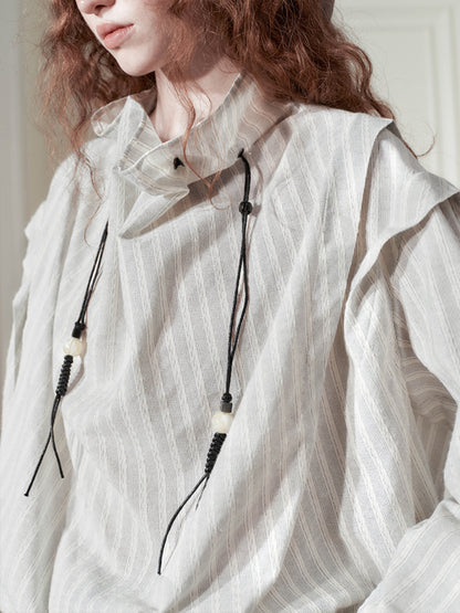 PREMIUM BEADED FAUX Linen Shirt