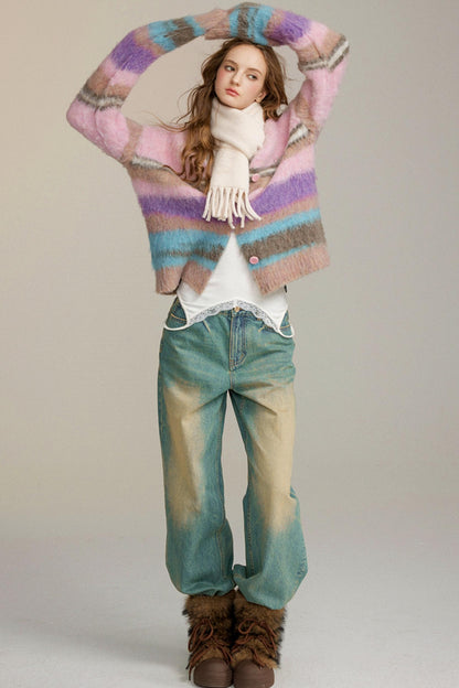 Brushed Color Stripe Cardigan