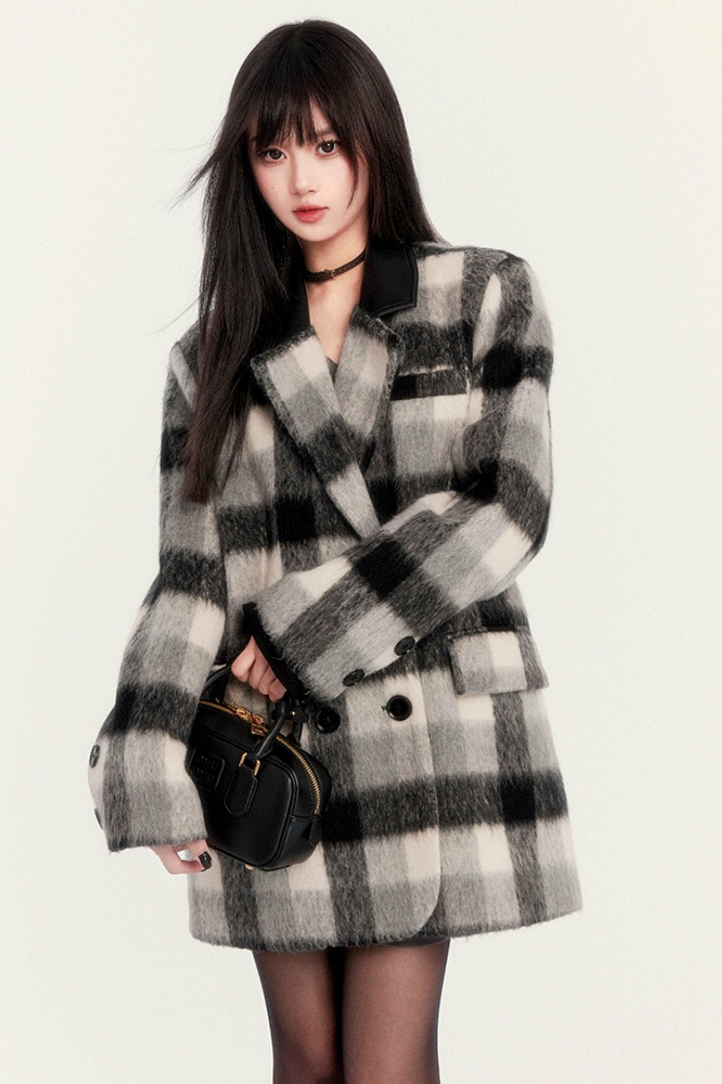 VERSATILE RETRO CHECK TWEED COAT