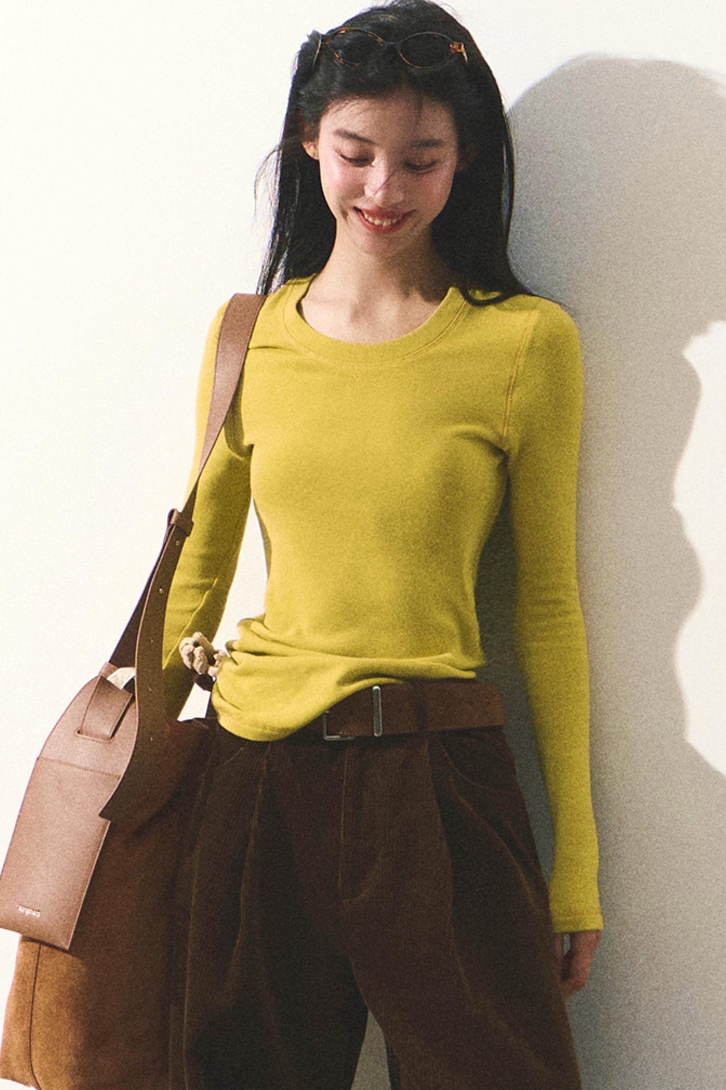 Solid Color Wool Knit Casual Top