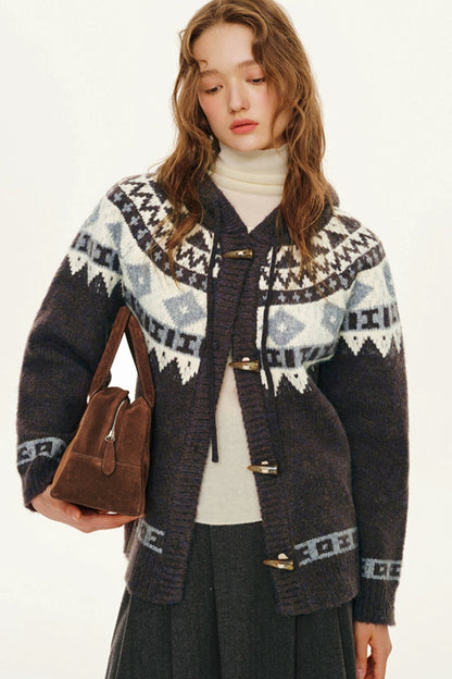 Fair Isle Varsity Knit Cardigan