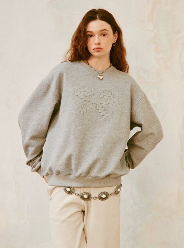 Mosaic Pixel Bow Sweatshirt Hip Set-Up