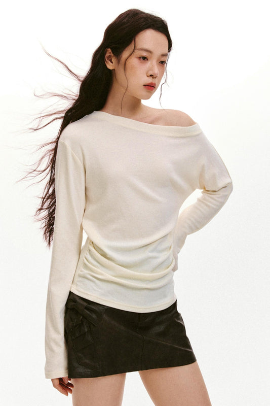 Lyocell Wool Slanted Shoulder Shirt