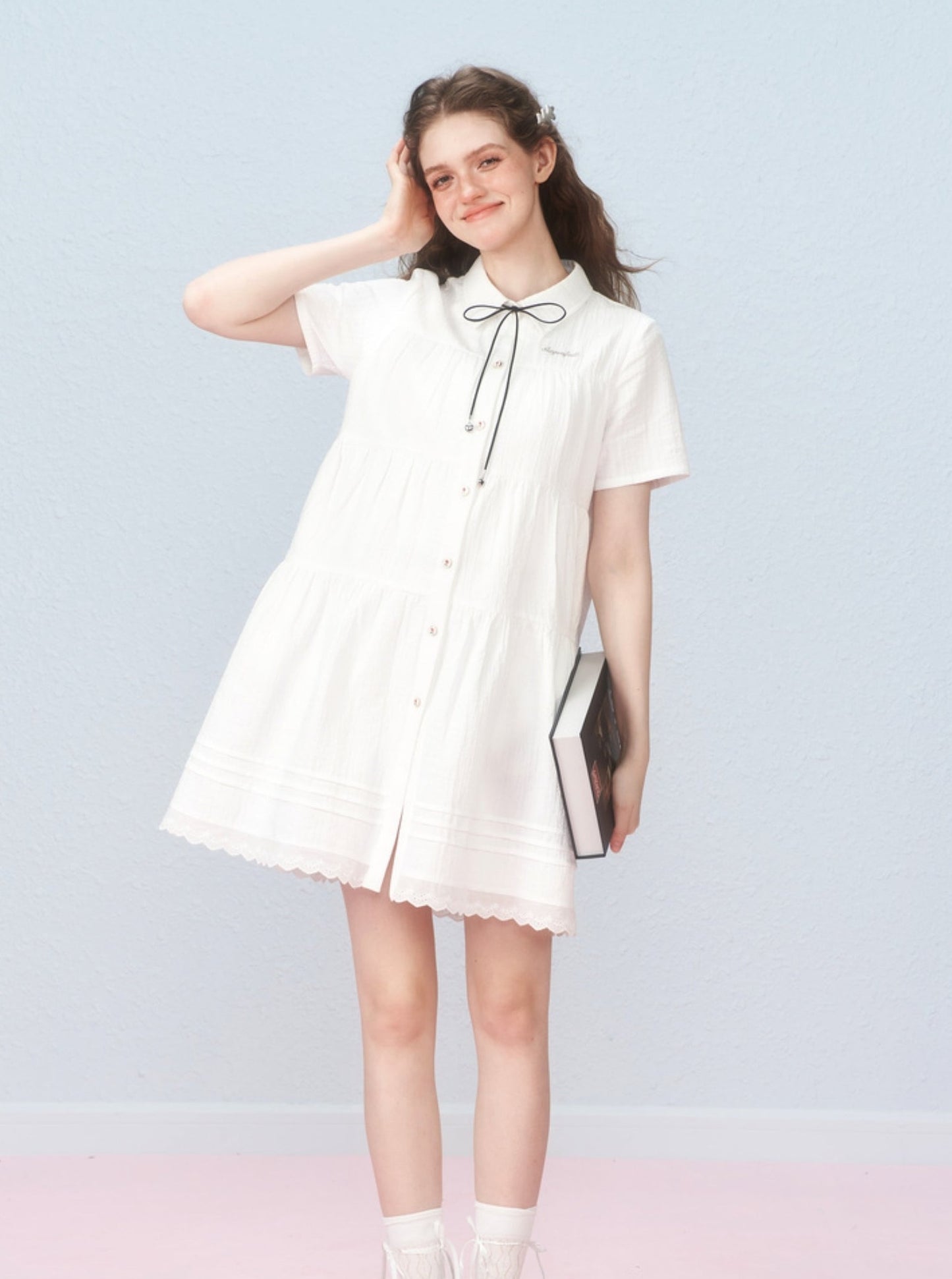 French retro niche design sense white dress