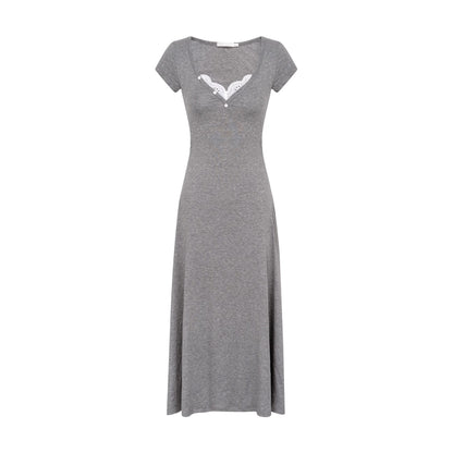 Slim Lace V-Neck A-Line Dress