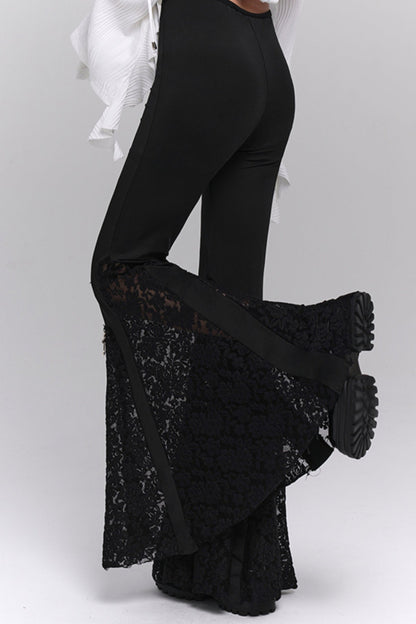 Dark Gothic High-Waist Black Flared Pants