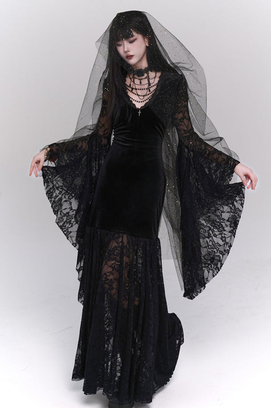 Ghost Girl, Dark Girl, Frauen Gothic, Französisches Vintage Kleid, Halloween Kostüm, Subkultur tragen