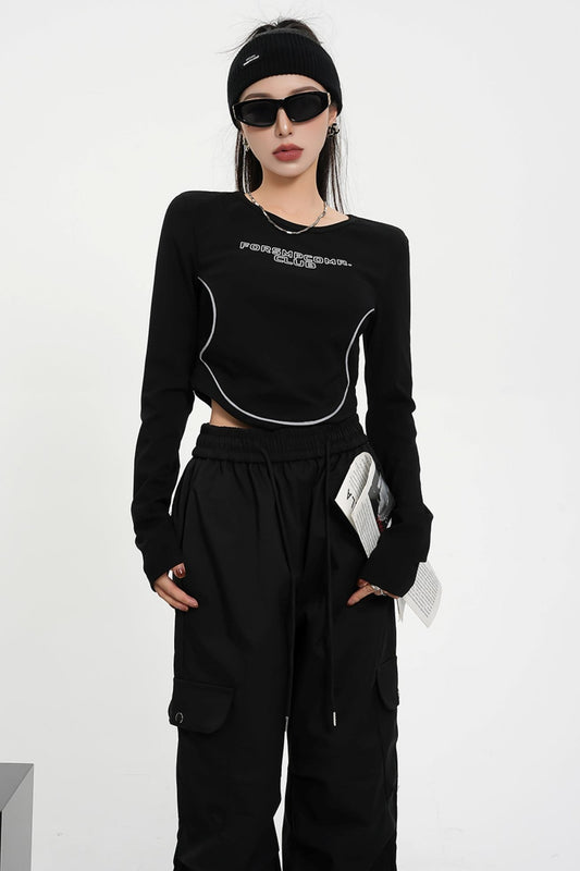 High Waist Long Sleeve Crop Top