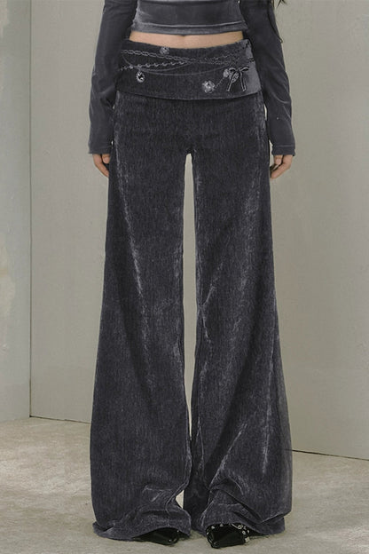 Black Texture Bootcut Pants