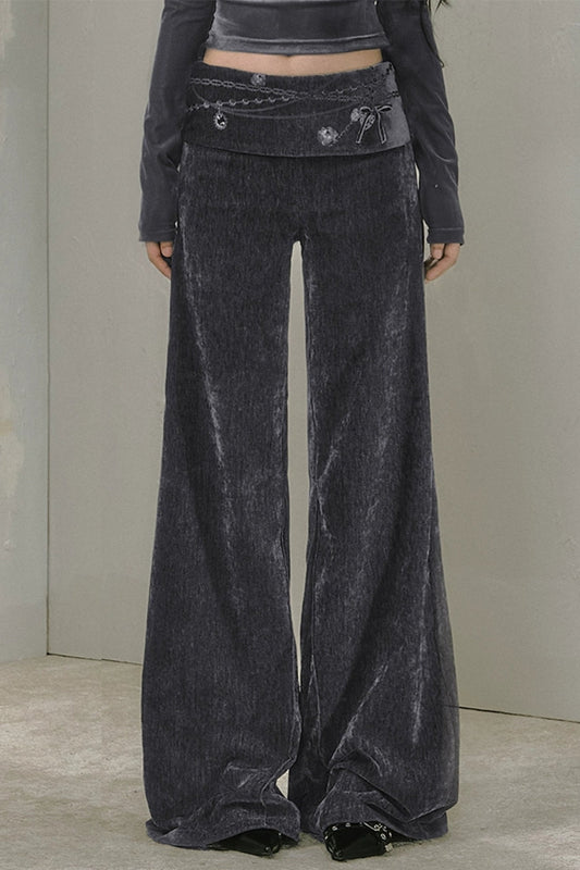 Black Texture BootCut Pants