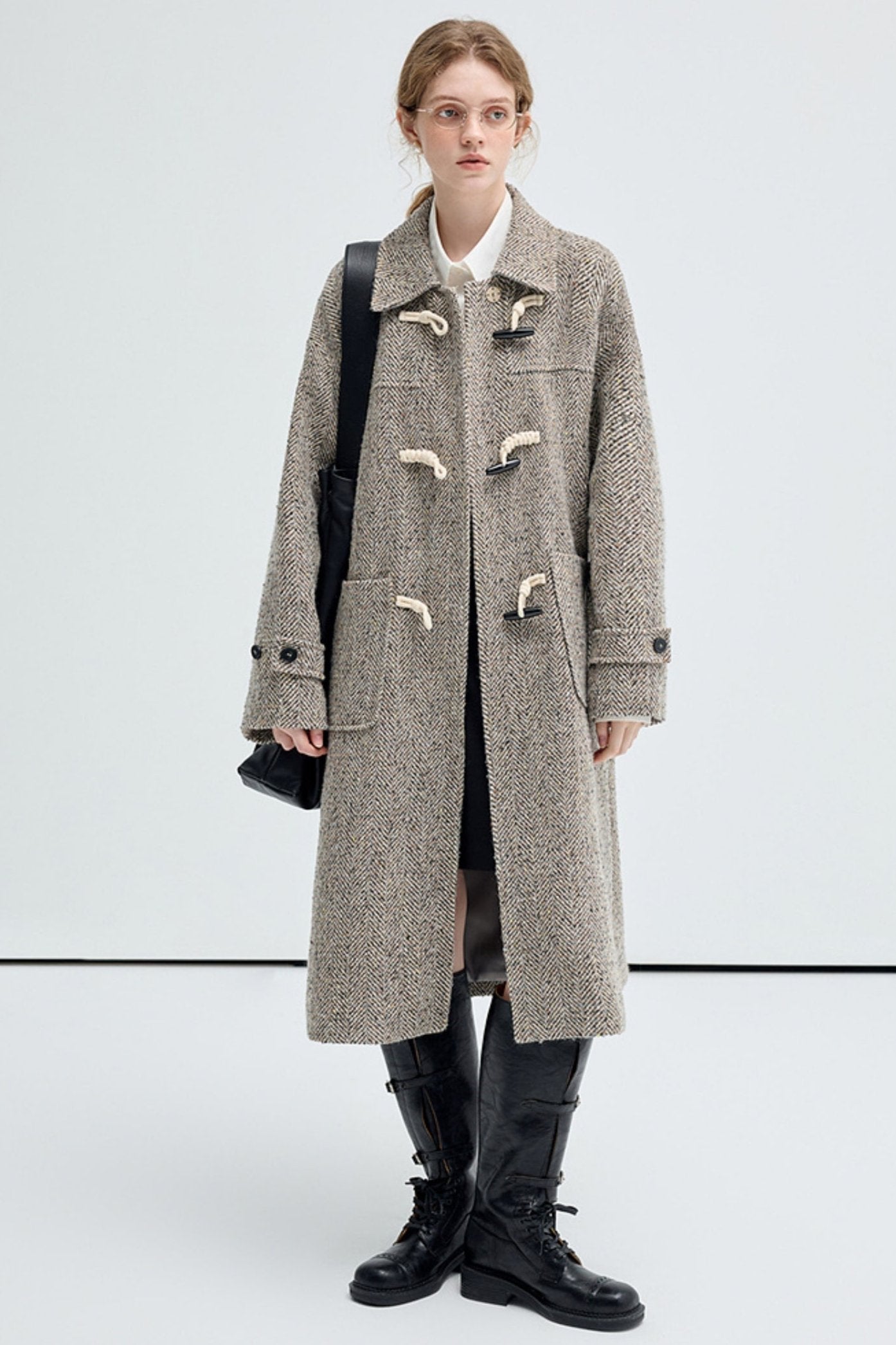 Wool Twill Knee-Length Coat