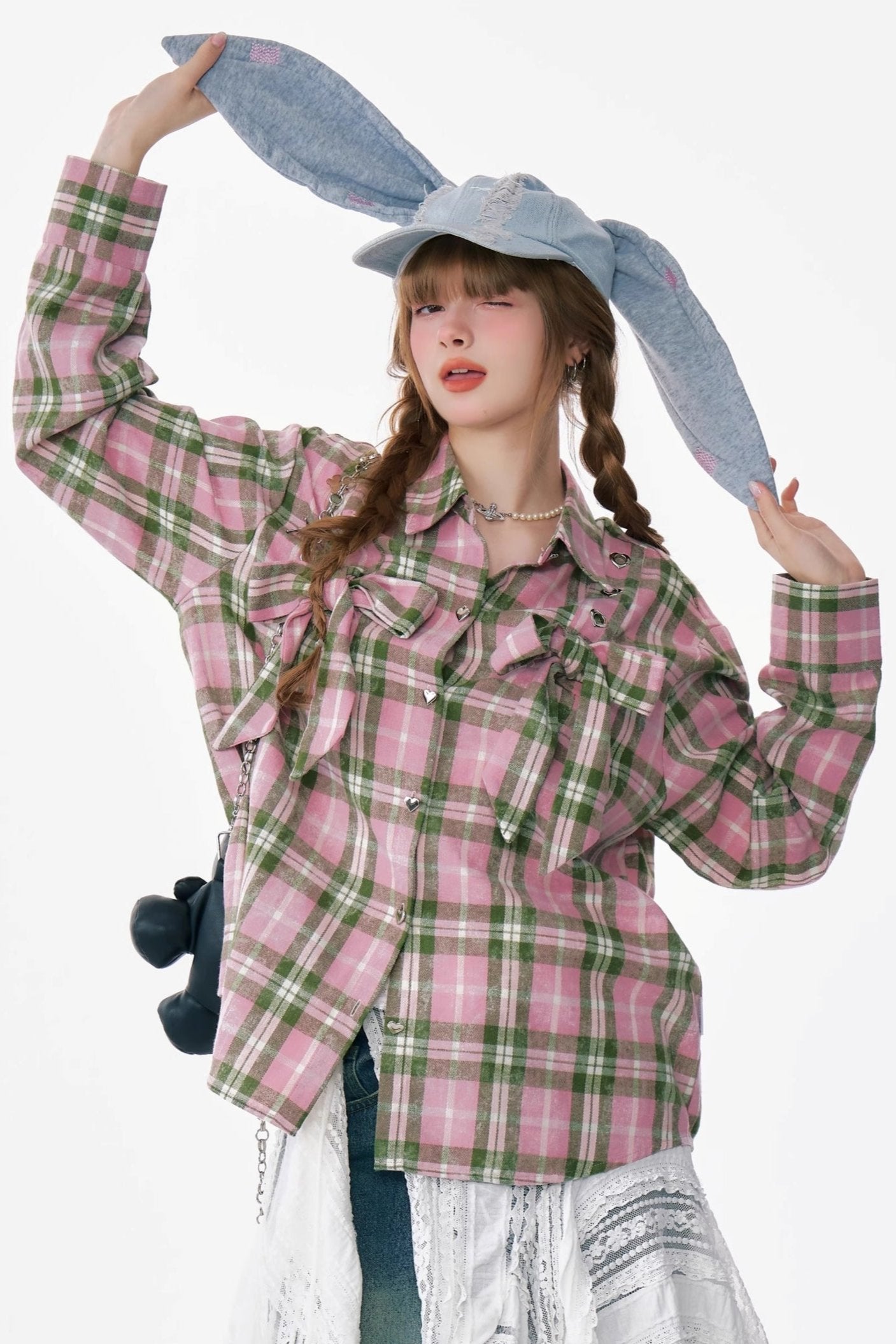 80’s Dina Finzi Pink Plaid Shirt Dress with Pockets size 2X