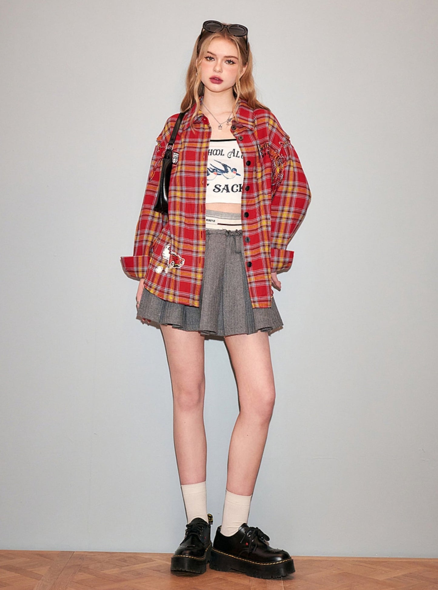 Betty Loose Plaid Long Sleeve Shirt