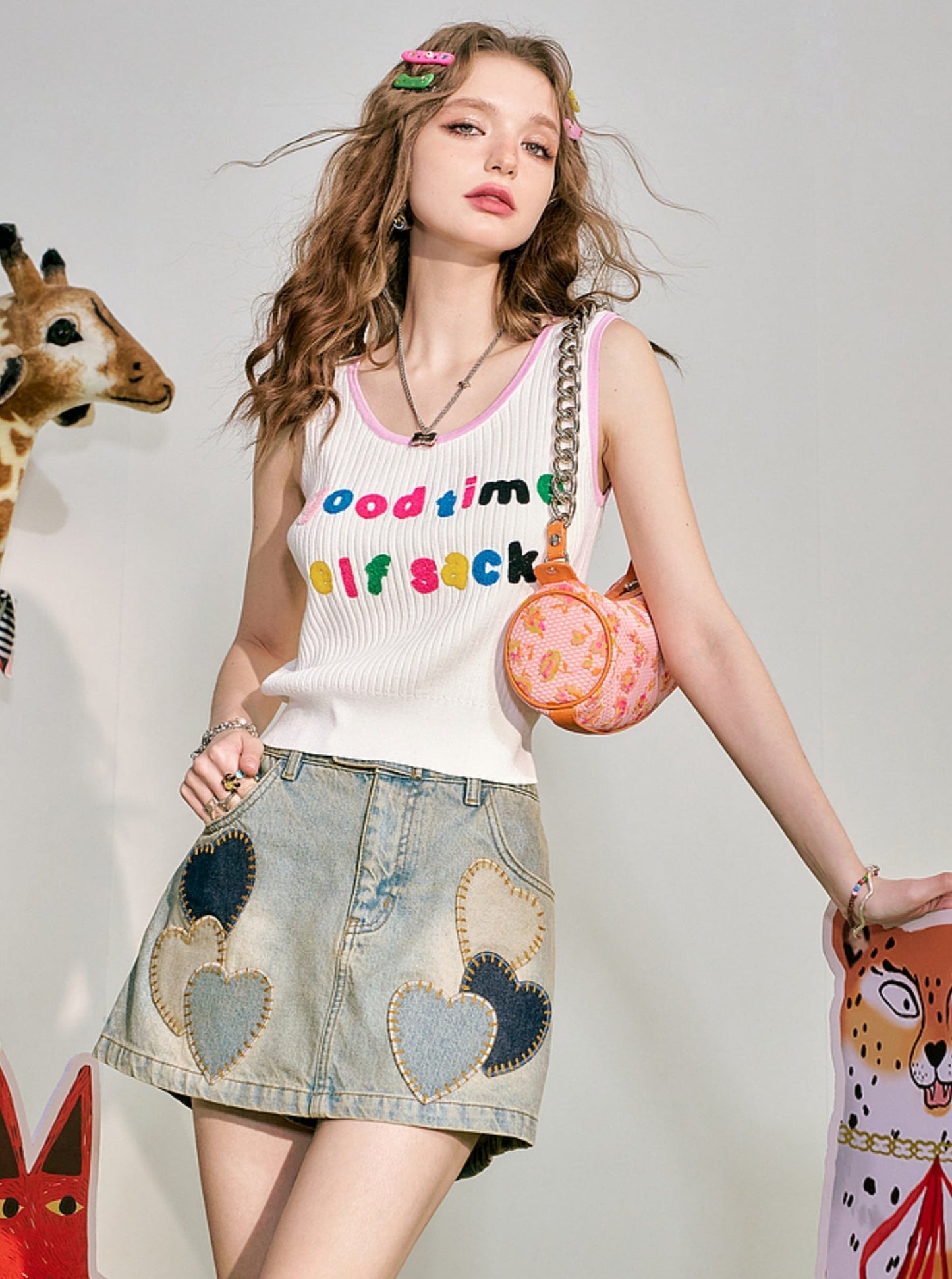 Letter Print Cool Silk Vest Top