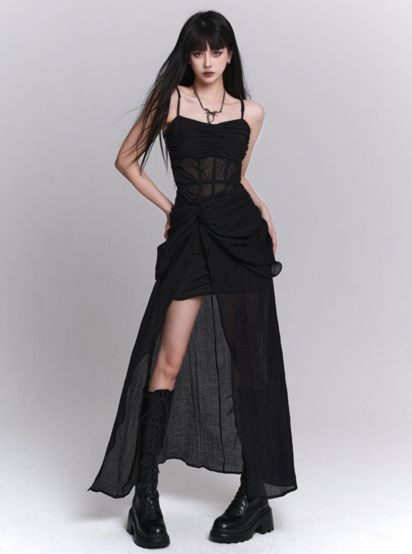 Adult Elegant Black Slip Dress