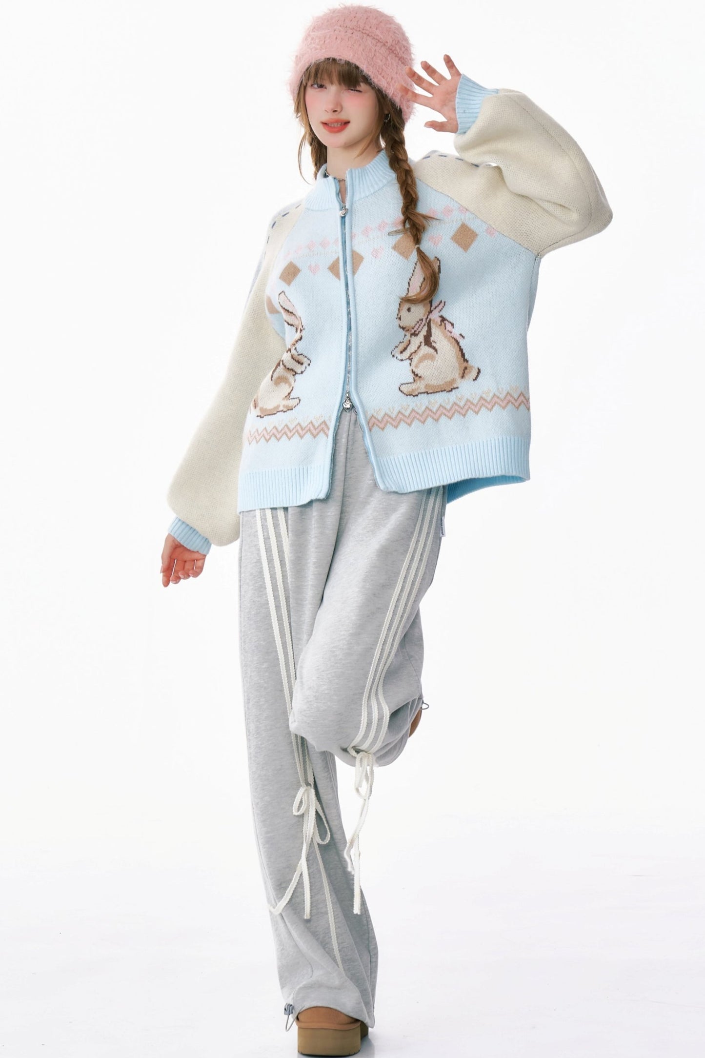 Retro Bunny Sweater Cardigan Jacket