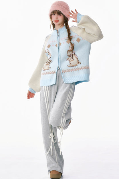 Retro Bunny Sweater Cardigan Jacket