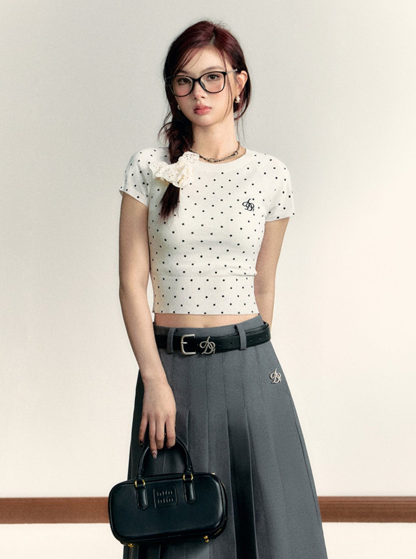 Polka Dot Tie-Back Crop Top