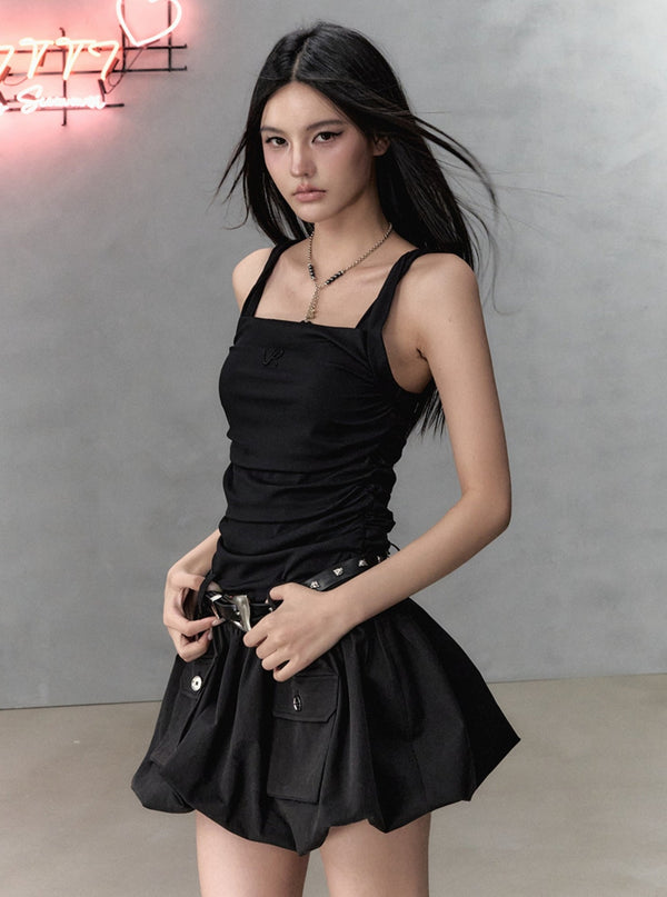 Pocket Stitched Fluffy Vest Dress