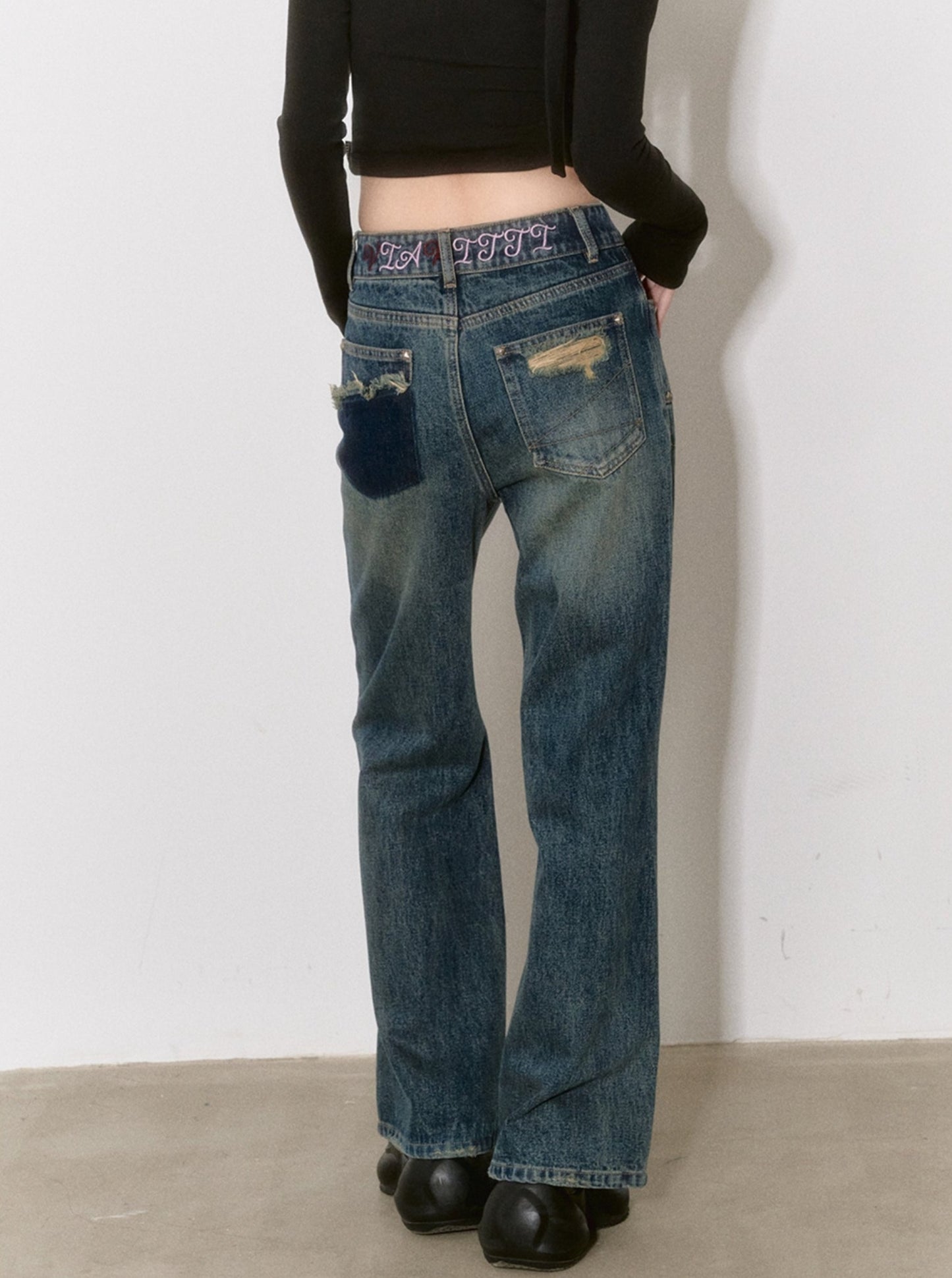 VIAPITTI Design Retro Straight Denim Pants Women's Fall 2024 New Slim Slightly Flared Pants