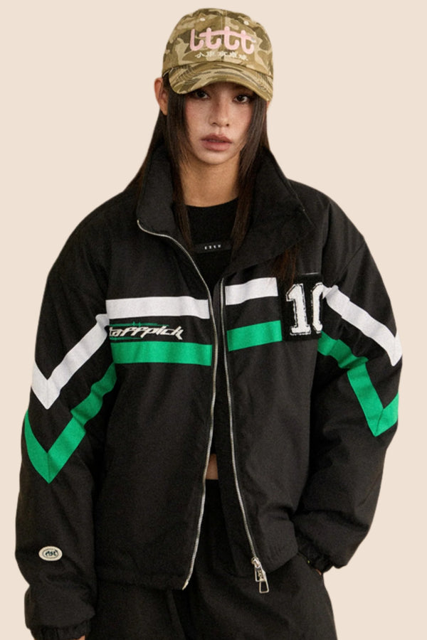 레트로 스탠드 칼라 스포츠 자켓 