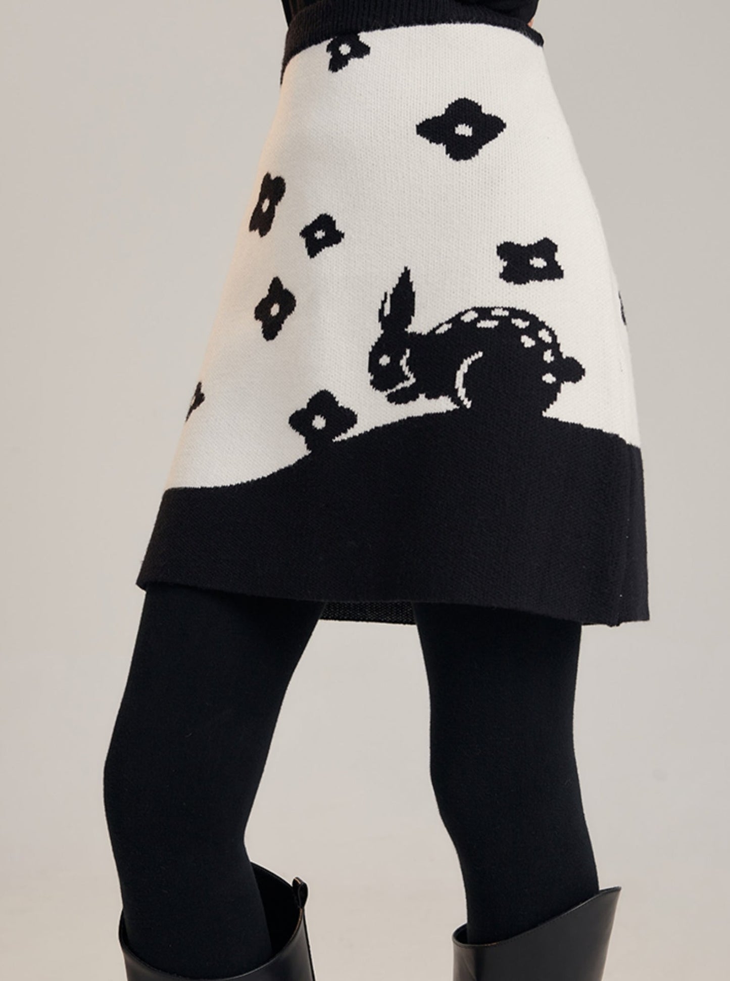 jacquard wool rabbit retro A-line skirt