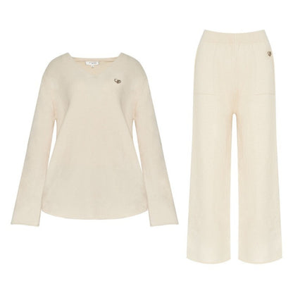 Rolled Sweater & Wide-Leg Pants Set-Up