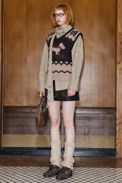 Fair Isle Puppy Jacquard Knit Vest