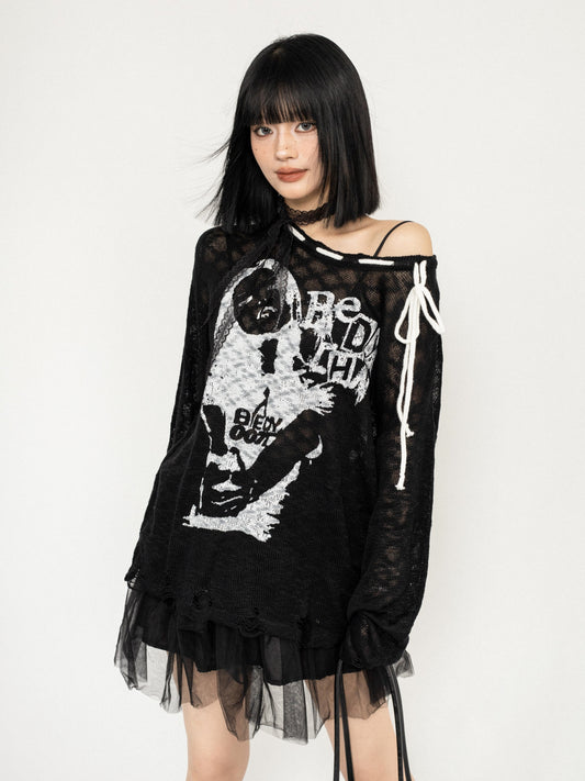 Cool Design Cut-Out Knit Top