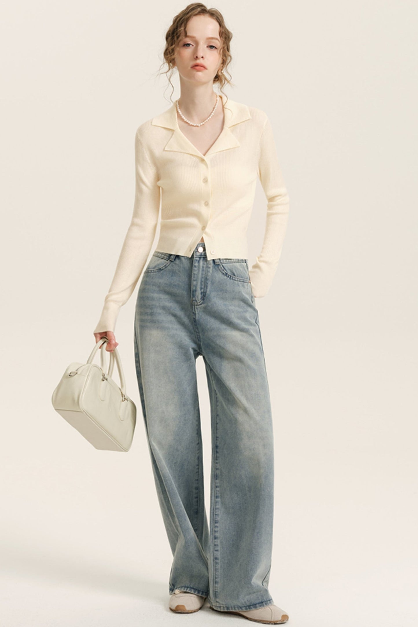 Light Wash High-Waist Wide-Leg Jeans