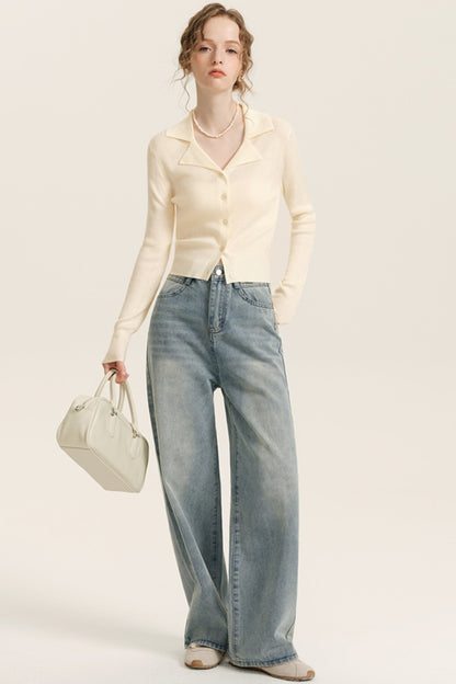 Light Wash High-Waist Wide-Leg Jeans