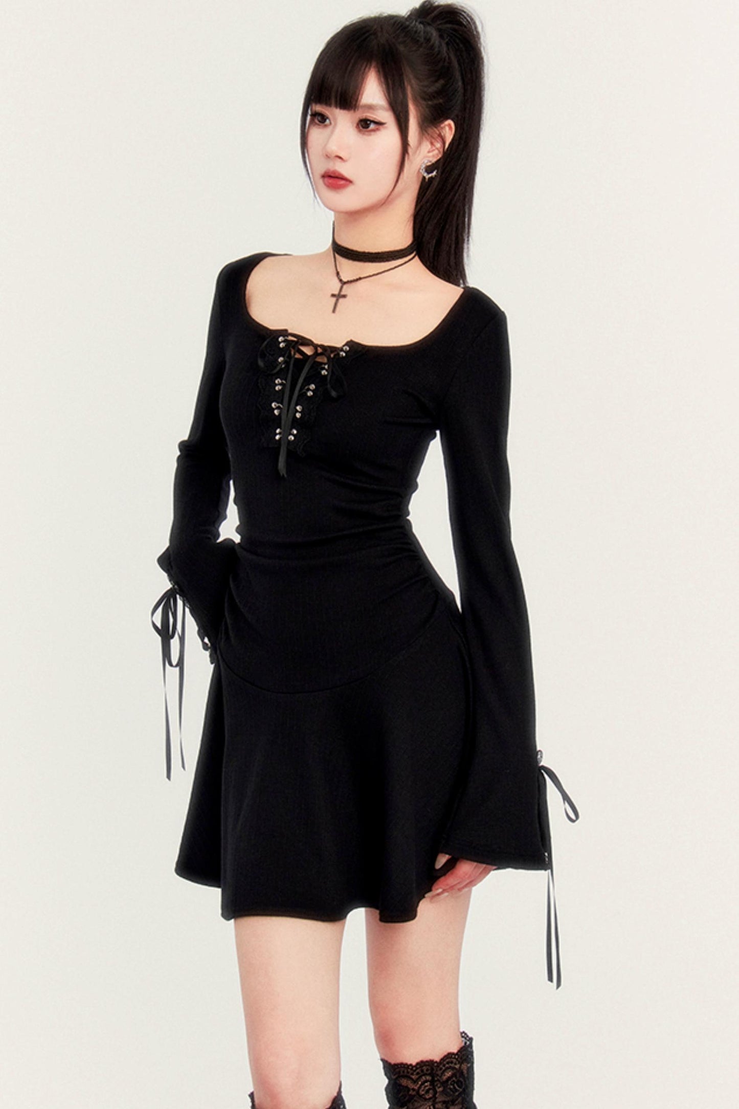 Square Neck Fitted Court Dress