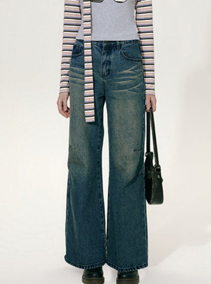 Nap Loose Draping Straight Leg Jeans