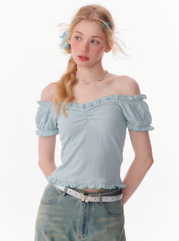 Retro Design Puff Sleeve T-Shirt